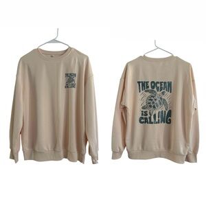 Ivory/Green Turtle "The Ocean is Calling" Sweatshirt